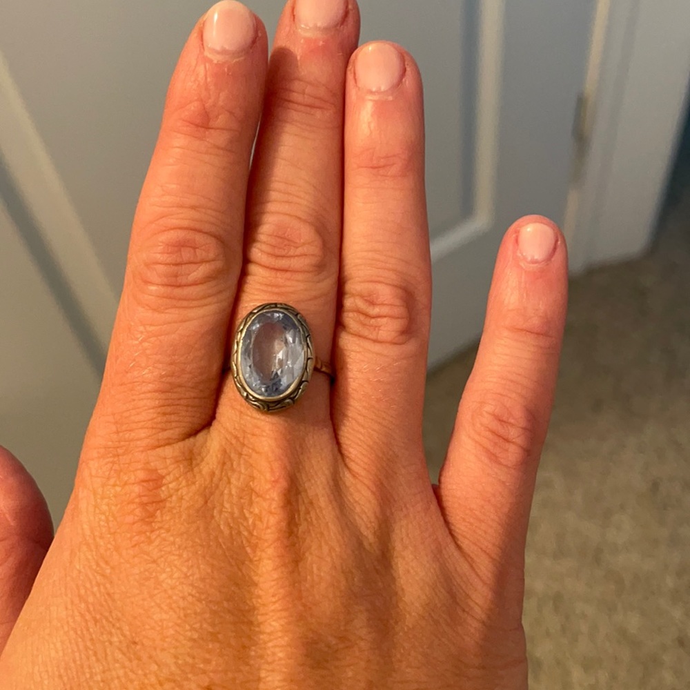 Vintage silver acquamarine ring